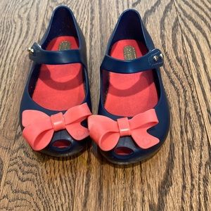 Mini Melissa navy and pink bow shoes toddler girls size 7
